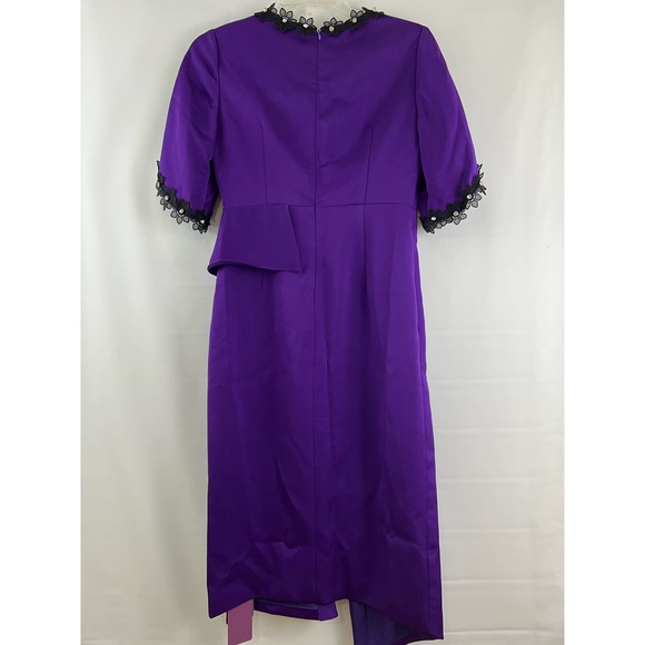 Women's Size Small NWT Kevin & Zhen Ruffle Dress Black & Purple Knee Length - Picture 5 of 7
